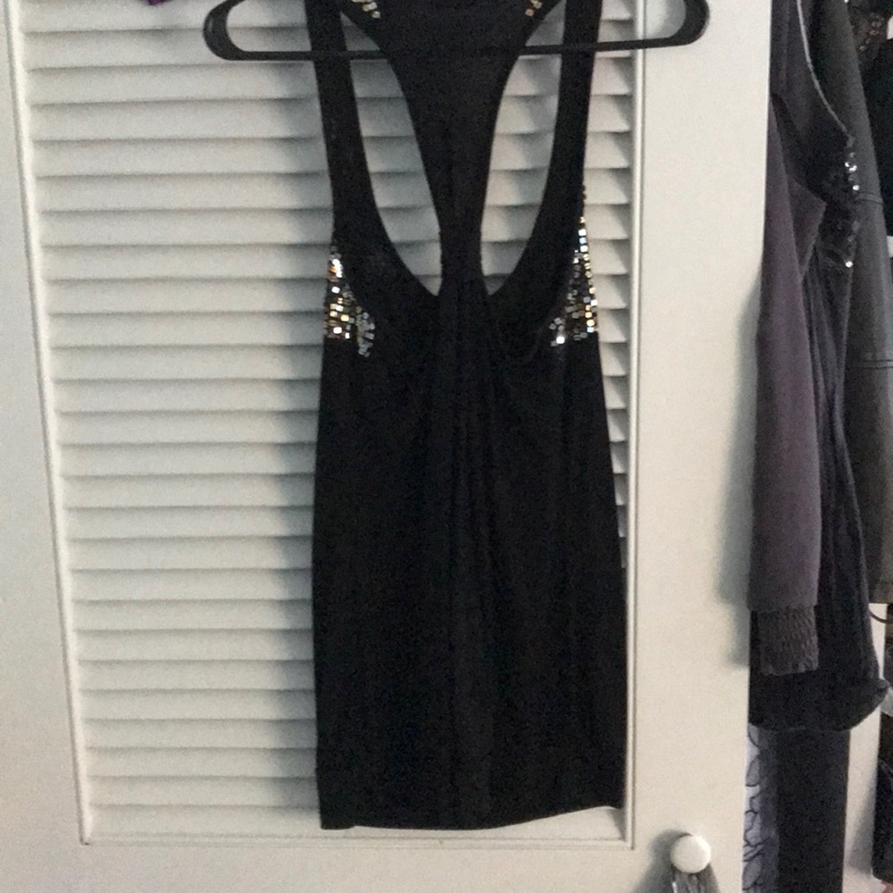 Black Sequin Razorback Tank Size M - Picture 5 of 6